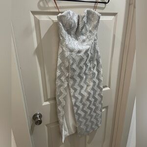 Manning Cartell Silver Strapless Dress Size 2. Great shape